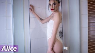 Brunette Skinny Teen Playing With Her Pussy In The Shower
