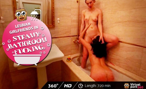 Lesbian Girlfriends in Steamy Bathroom Fucking
