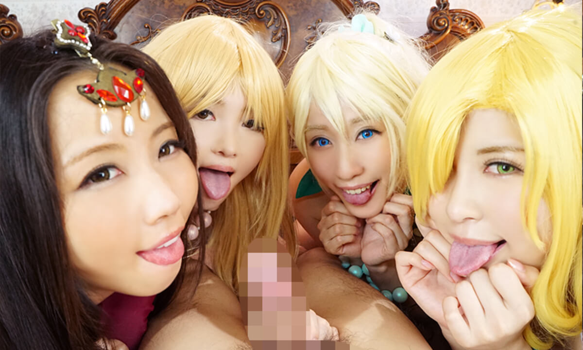 Ririka, Rui Hizuki, Mikuru Shiiba, and Kurumi Tamaki – Reincarnated into a Alternate Universe for Elf Harem Sex at a Fantasy Pub Part 2