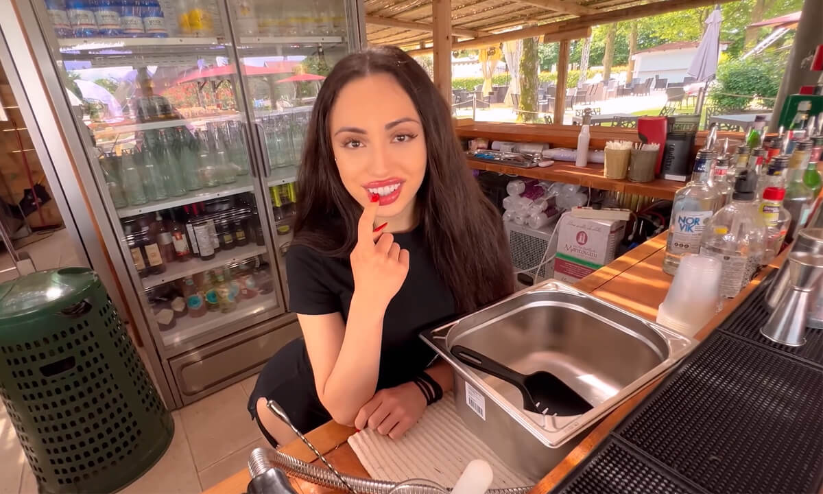 Naughty Bartender Isabella Fucks With Black Customer